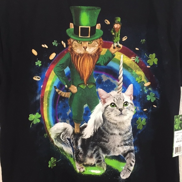 Fruit of the Loom Tops - Lucky Cat Unicorn Cat St Patrick Day Small T-Shirt